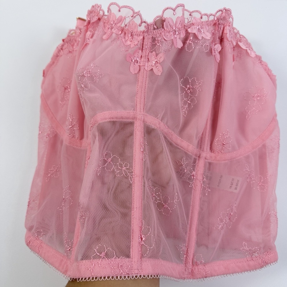 Victoria's Secret Dream Angels Pretty Petals Sheer Corset Cami Pink S-DD NWT - Picture 3 of 7
